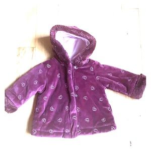 Burgundy Coat with Faux Fur Trim